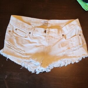 Pistola Frayed Hem White Denim Shorts